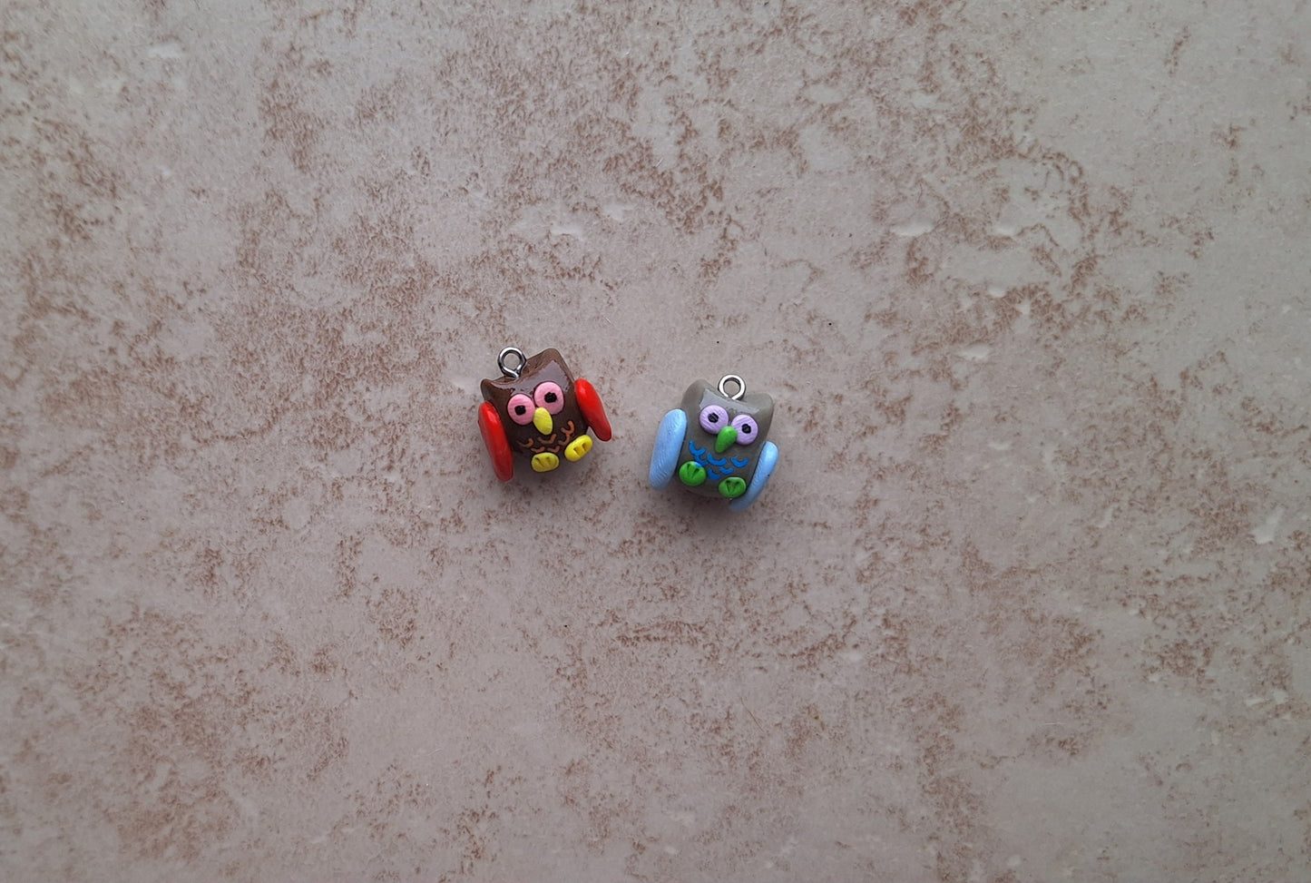 Kawaii hanging owl charms / polymer clay halloween fall charms / kawaii clay charms / clay jewelry Colorful owl charms stitch marker