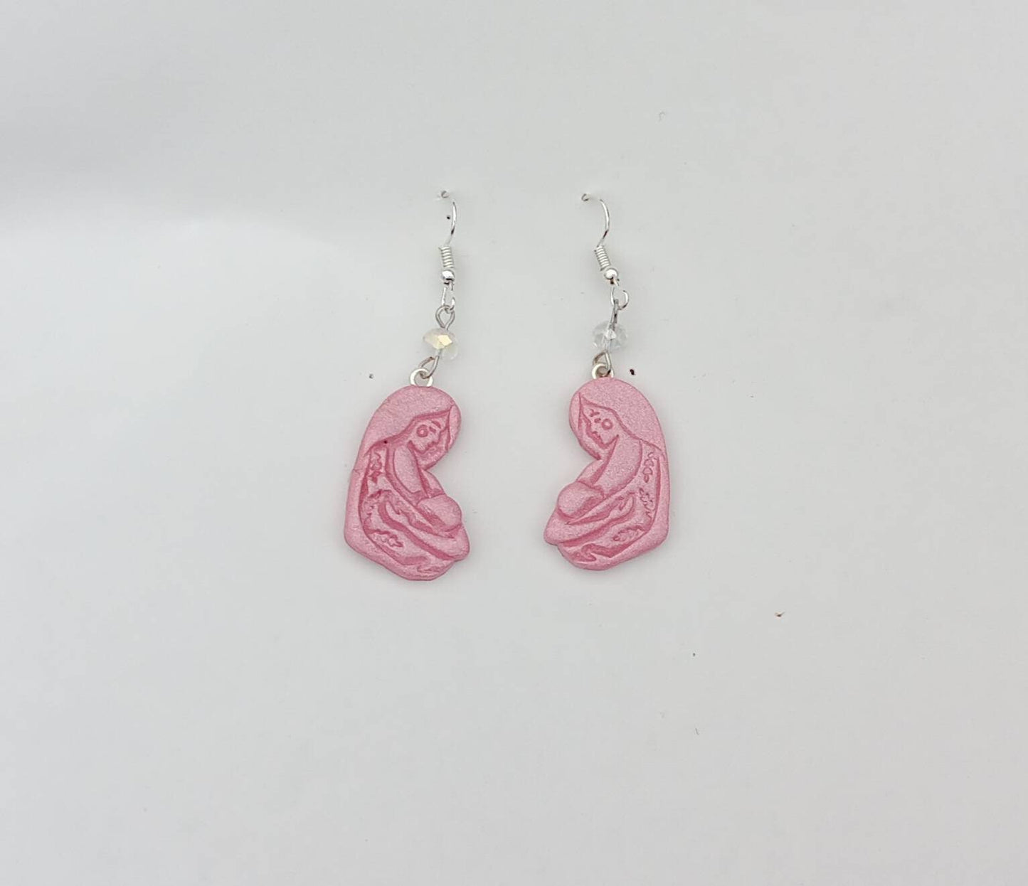 Kawaii floral mom earrings / polymer clay mothers day dangle earrings / clay mom jewelry / floral mother's day earrings