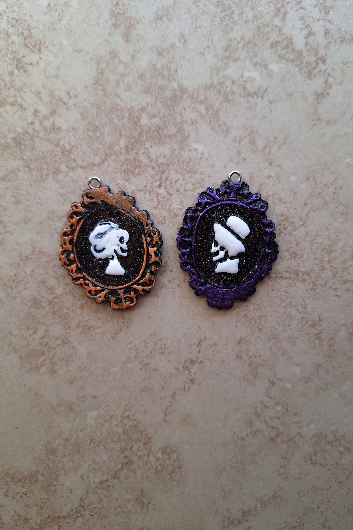 Kawaii halloween cameo charms / clay cameo charms silhouette charms / colorful silhouette jewelry / amulet shape skeleton cameo charms