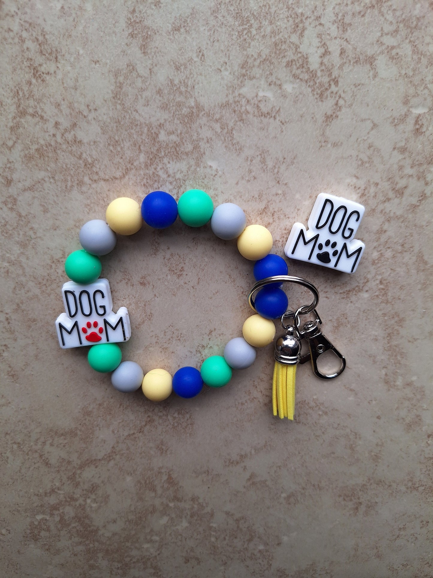 Silicone beaded wristlet keychain / dog mom silicone beaded wristlet / dog mom keychain / dog mom bag accessories key chain gift