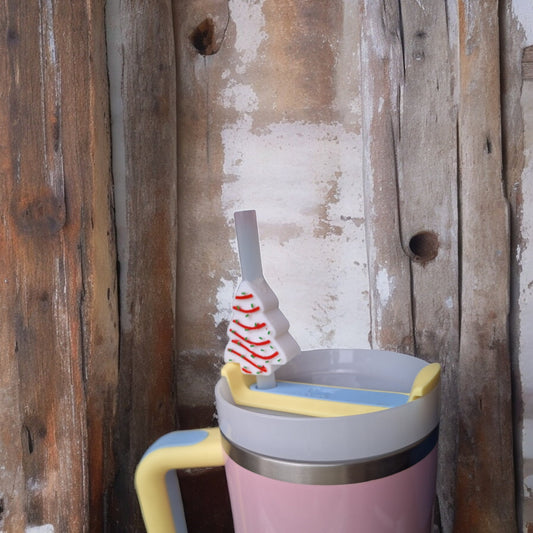 3D printed christmas tree cake brownie straw buddy charm tumbler accessories / tumbler charm straw buddy / holiday straw topper charm