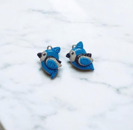 Kawaii bluejay bird charms / polymer clay bluejay charms / kawaii animal charms / kawaii blue jay bird jewelry