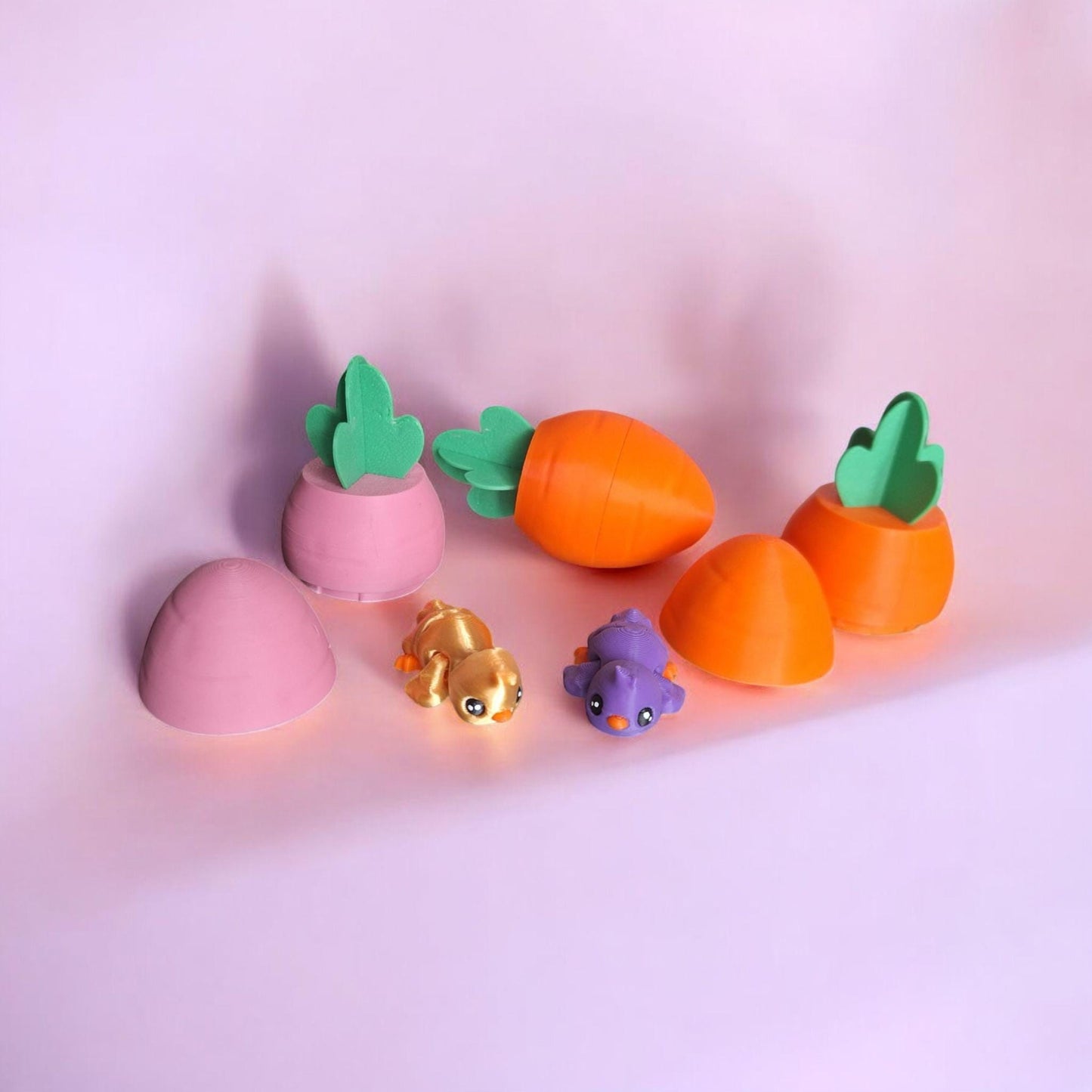 3D printed baby chic with carrot egg / 3d printed baby chic / 3d printed animal figurine knick knack Fidget cute spring decor egg