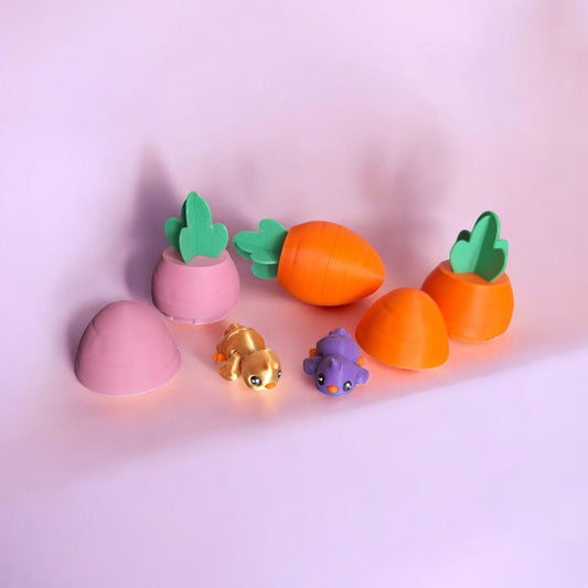 3D printed baby chic with carrot egg / 3d printed baby chic / 3d printed animal figurine knick knack Fidget cute spring decor egg