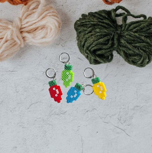Stitch markers set 4 christmas bundle / colorful christmas lights perler bead set of four holiday cuties progress keeper pixel style