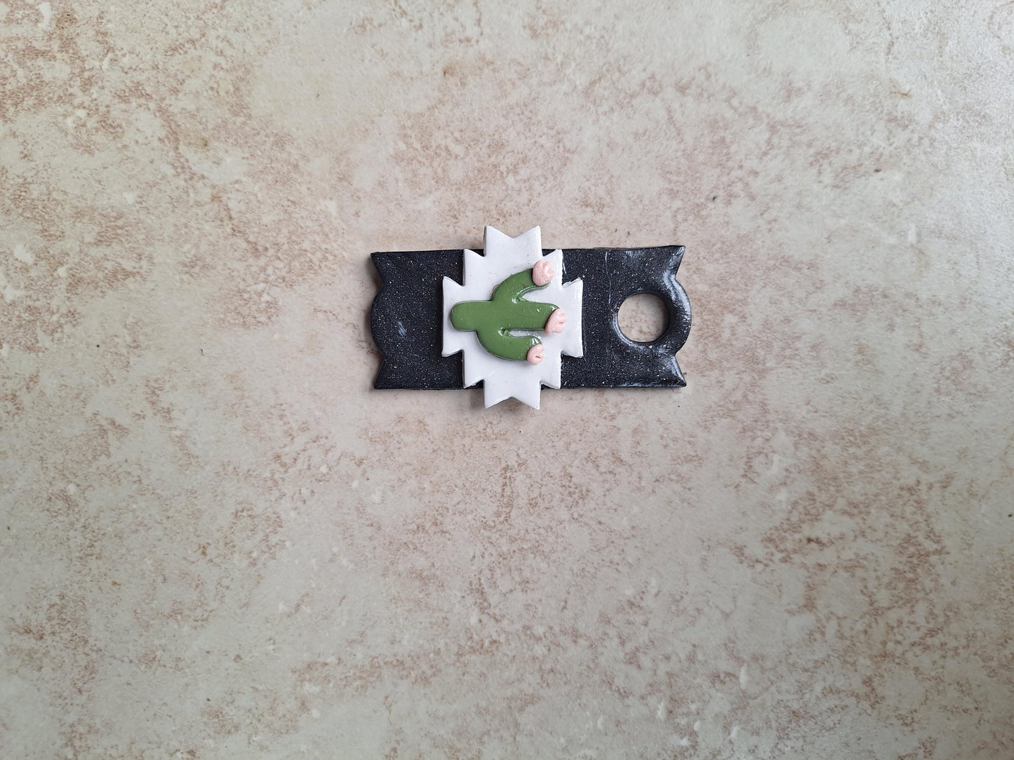 Polymer clay straw tag tumbler topper / clay tumbler accessories / plant lover tumbler topper straw tag / Aztec cactus tumbler accessories