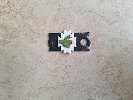 Polymer clay straw tag tumbler topper / clay tumbler accessories / plant lover tumbler topper straw tag / Aztec cactus tumbler accessories