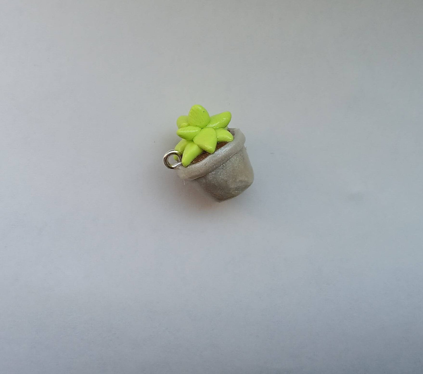 Kawaii white flower pot succulent charms / polymer clay succulent charms / kawaii floral plant charms / succulent charms
