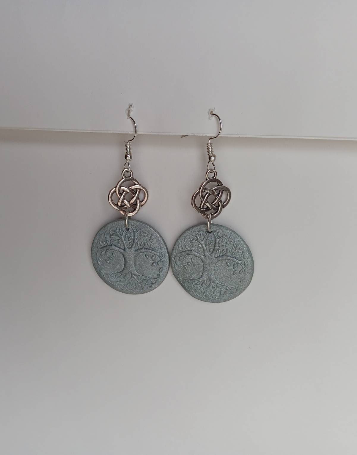 Celtic tree of life earrings / polymer clay celtic dangle earrings / kawaii celtic jewelry / tree of life earrings