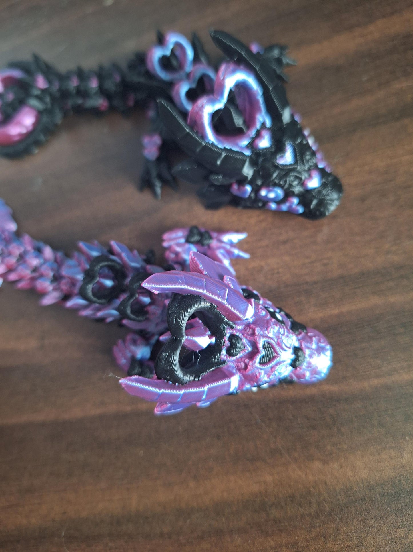 3D articulated black blue dark heart dragon straw cap / 3d printed dragon animals / darkheart dragon straw topper cover Fidget figurines