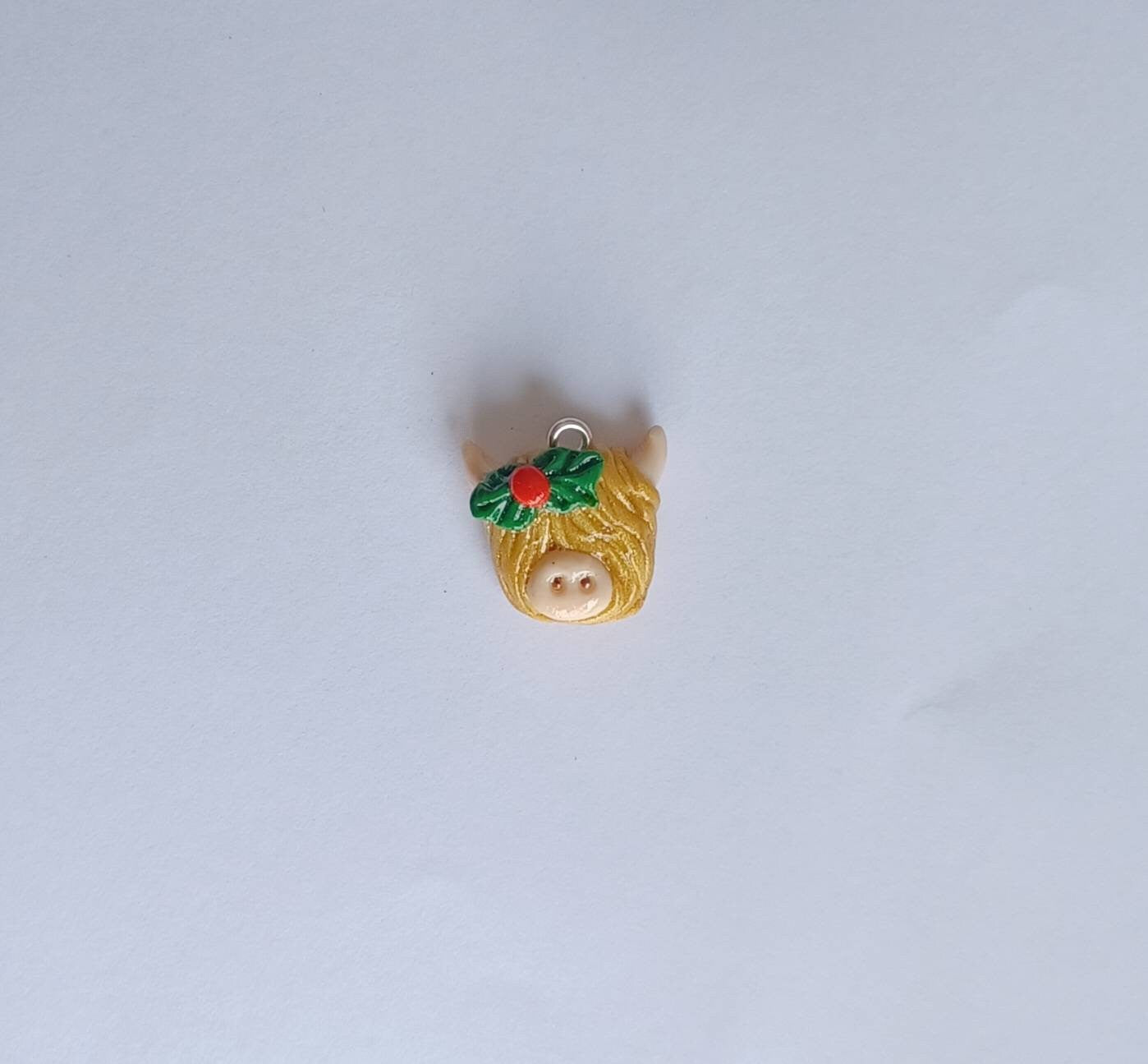 Kawaii christmas highland cow charms / polymer clay floral cow charms / kawaii cow bull charms / kawaii cow jewelry / holiday charms