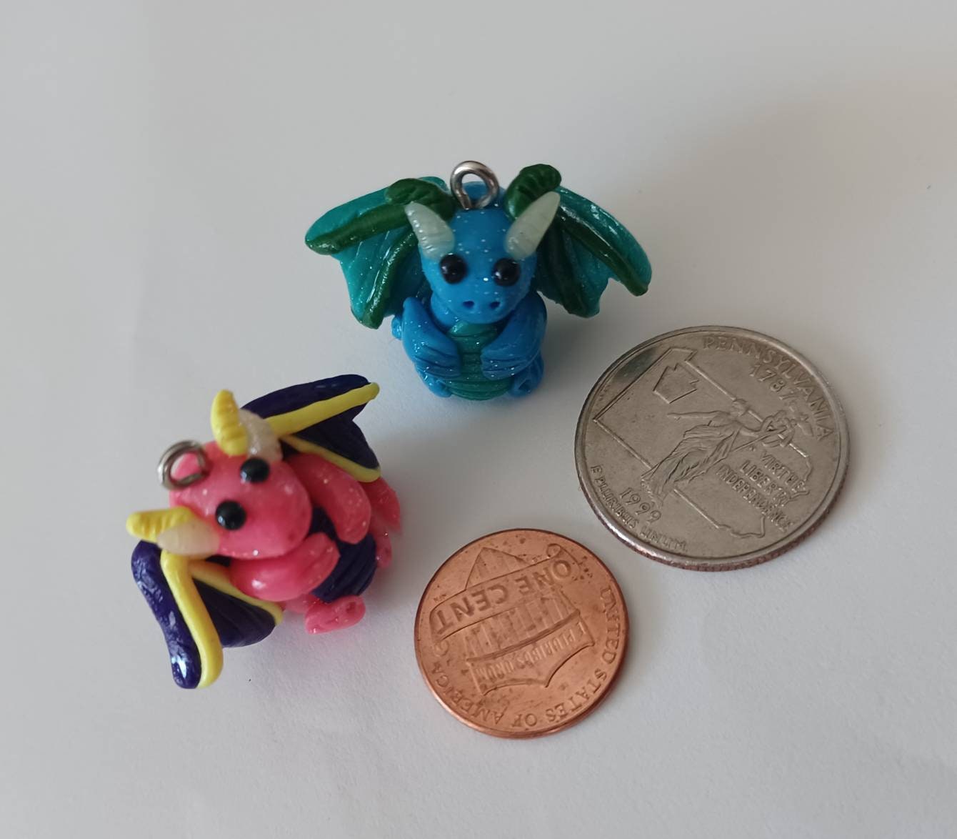 Polymer clay dragon animal charms jewelry stitch marker progress keeper notions
