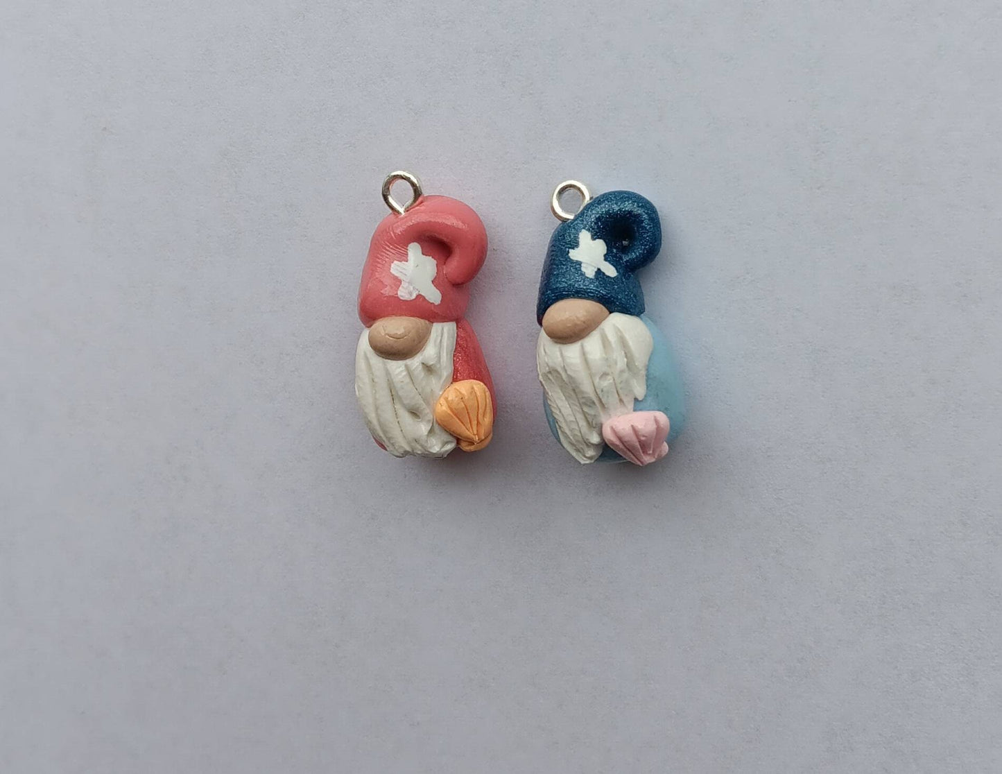Kawaii beach gnome nautical charms / polymer clay gnome charms / kawaii toadstool charms / gnome charms starfish shell nautical gnome