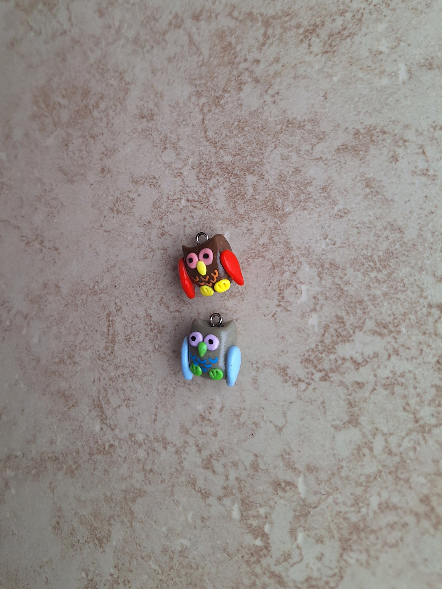 Kawaii hanging owl charms / polymer clay halloween fall charms / kawaii clay charms / clay jewelry Colorful owl charms stitch marker