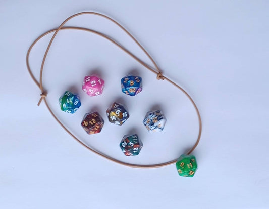 RANDOM COLOR Adjustable leather cord d20 dice necklace / d20 necklace / adjustable necklace