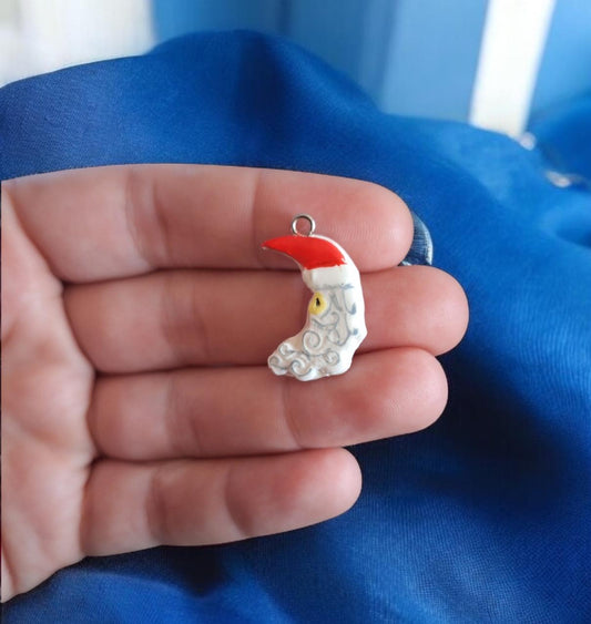 Kawaii santa moon holiday charms / polymer clay santa charms / kawaii holiday jewelry  charms / celestial santa charms stitchmarker