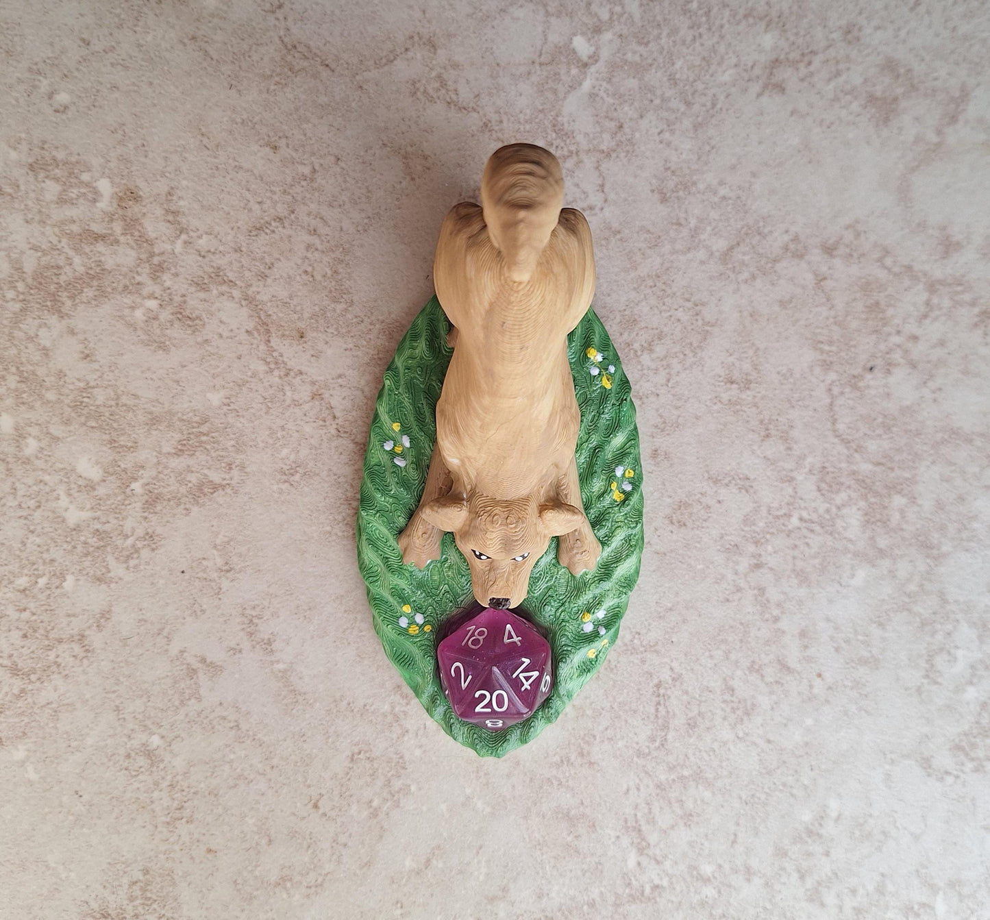 3D printed and painted yellow Labrador golden retriever dice guardian / 3d playful dog puppy dice buddy / 3d printed d20 dice guardian