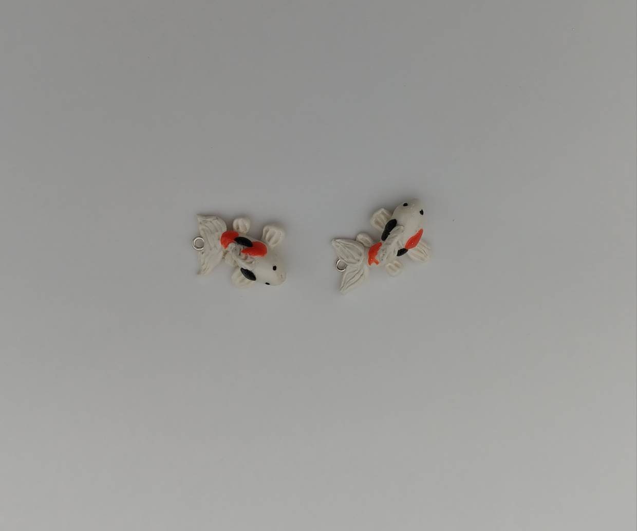 Kawaii black white orange koi fish charms / polymer clay charms / kawaii koi fish charms / kawaii fish nautical charms / koi fish