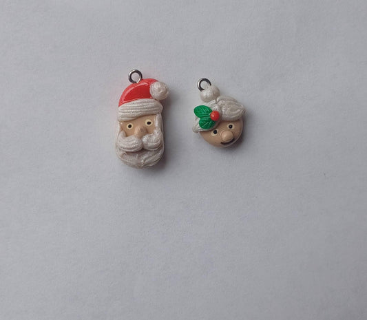 Kawaii Christmas Santa Mrs claus charms / polymer clay santa charms / kawaii  holiday jewelry / kawaii holiday charms