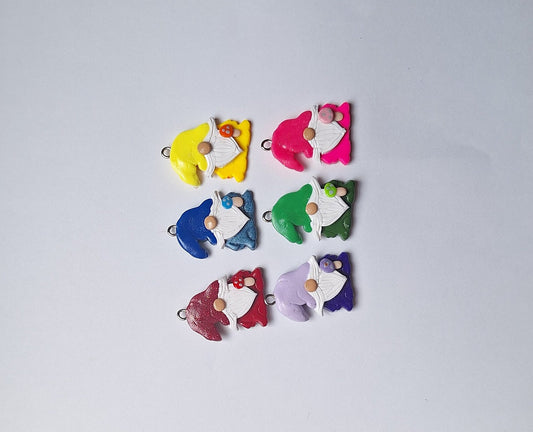 Kawaii colorful toadstool gnome charms / polymer clay rainbow gnome charms /fairy gnome charms stitch marker progress keeper