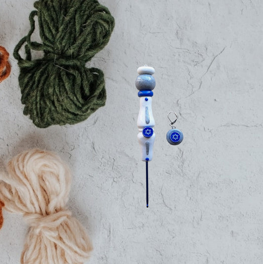 Polymer clay Hanukkah star of David crochet hook