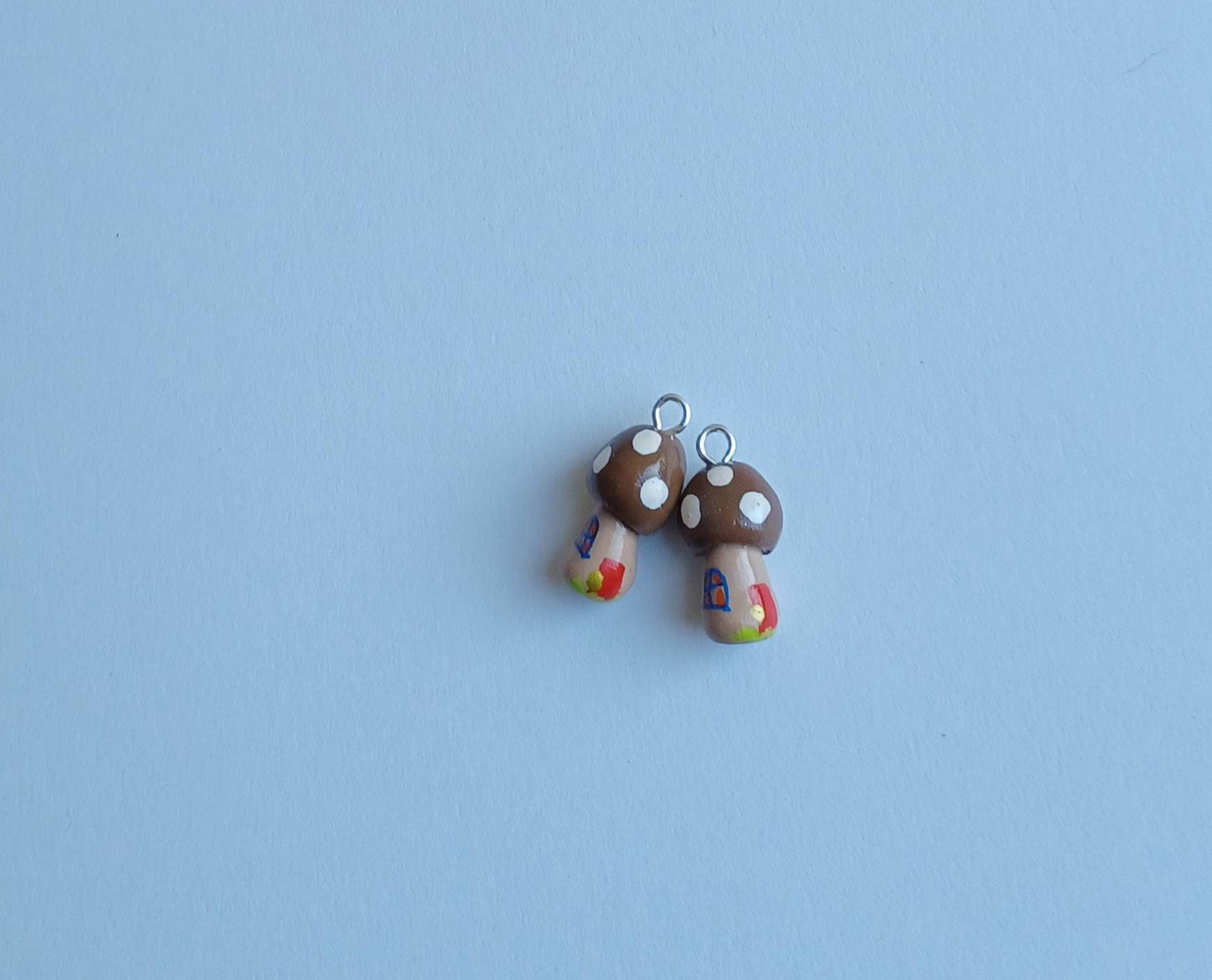 Kawaii fairy house gnome toadstool charms / polymer clay toadstool charms / kawaii toadstool charms / toadstool charms - brown