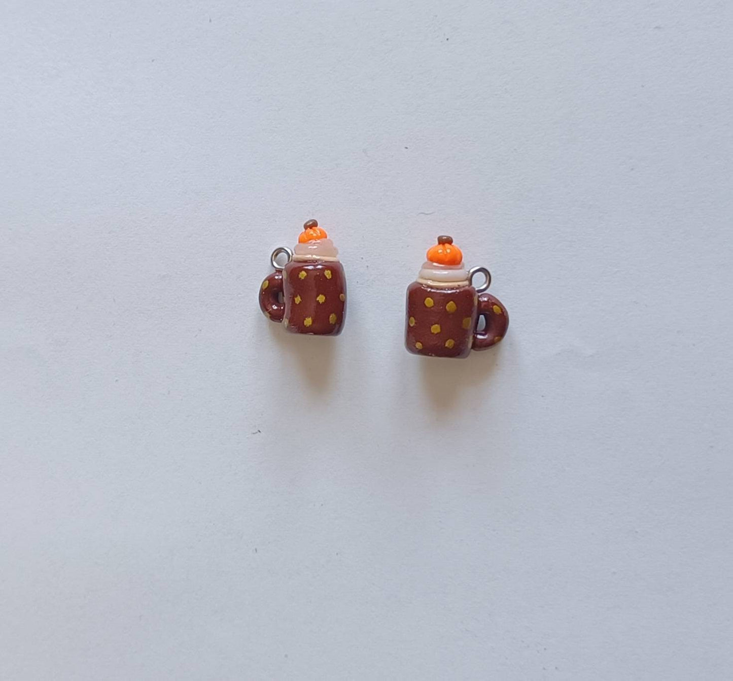 Kawaii coffee pumpkin spice mocha latte charms / polymer clay coffee charms / kawaii food charms / kawaii food jewelry / Christmas charms
