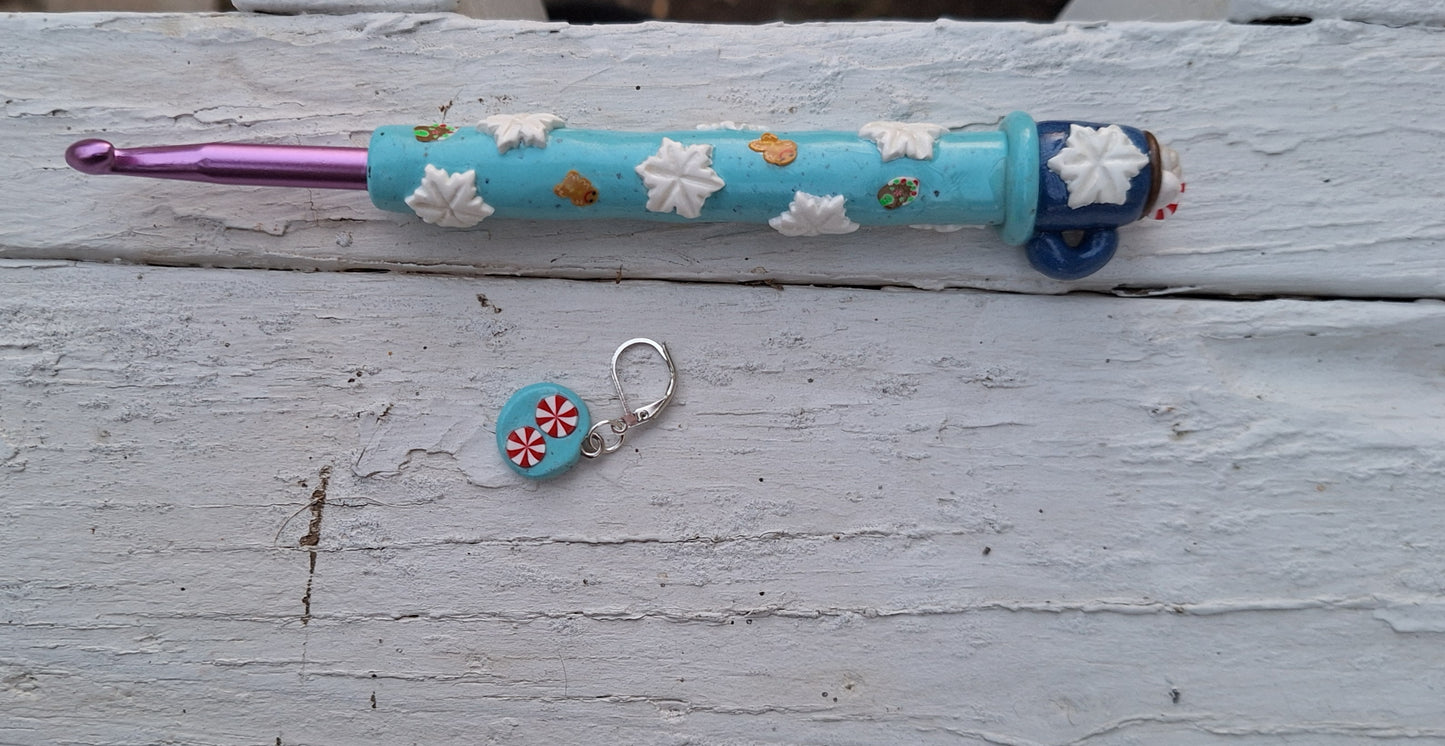 Polymer clay cute christmas holiday peppermint mocha cocoa crochet hook