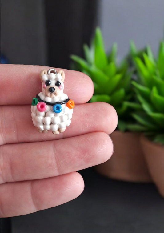 Handmade polymer clay llama charm stitchmarker / clay llama jewelry charm