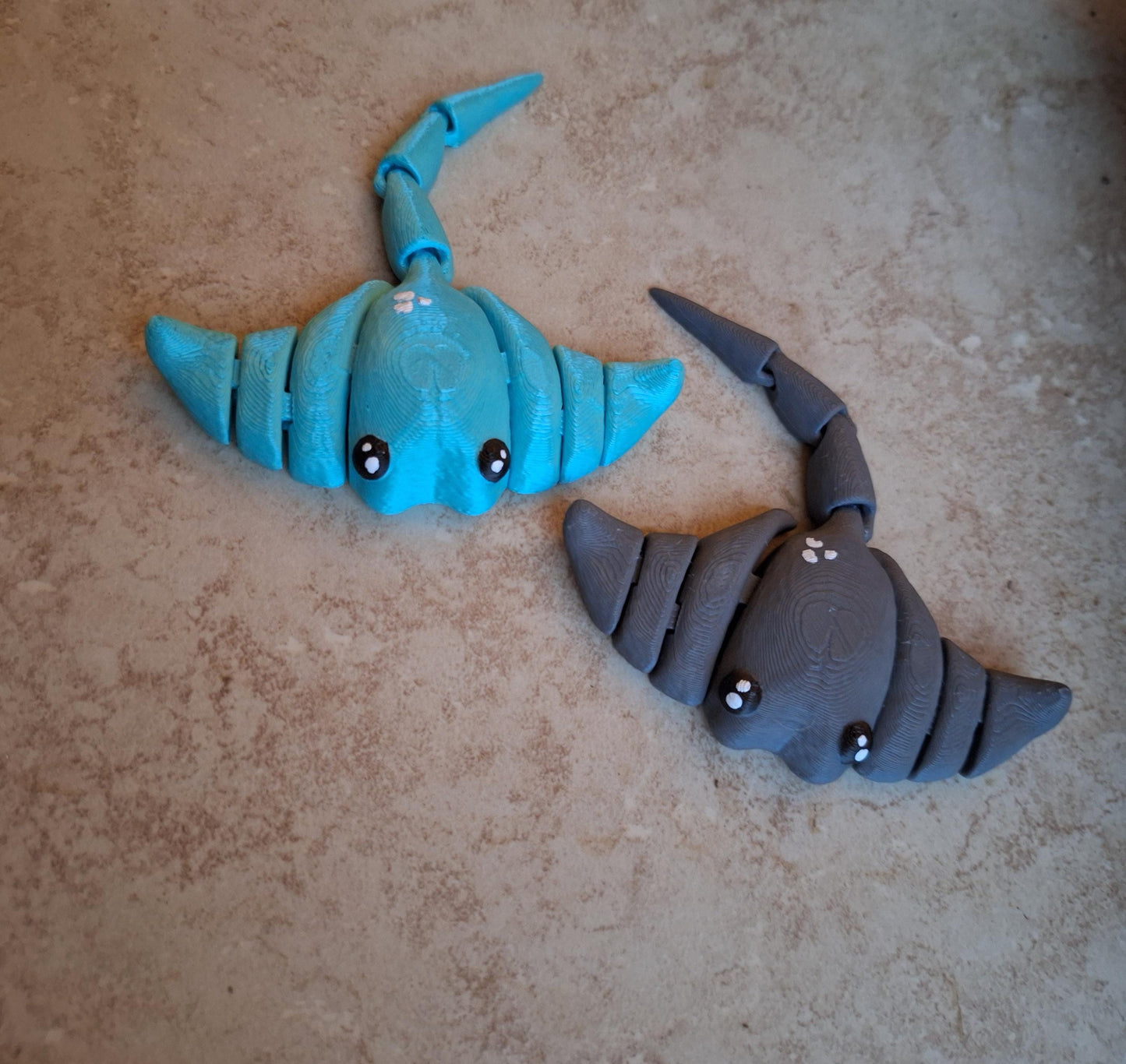 3D articulated ocean animals manta ray stingray / 3d print sting ray animals / teal gray manta stingray knick knack Fidget figurine