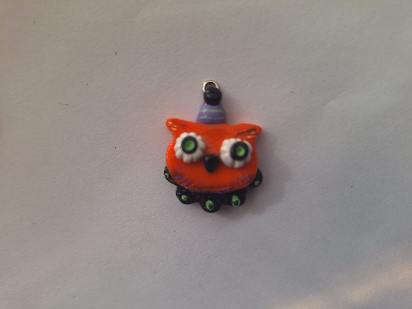 Kawaii spooky cat owl charms / polymer clay halloween charms / retro clay charms / cat owl halloween jewelry charms stitchmarker