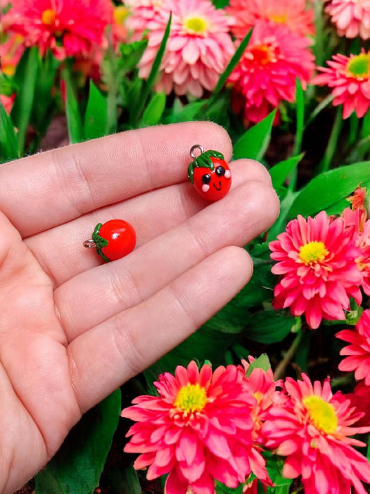 Polymer clay tomato charms / cute kawaii clay tomatoes food charms jewelry stitch marker progress keeper notions