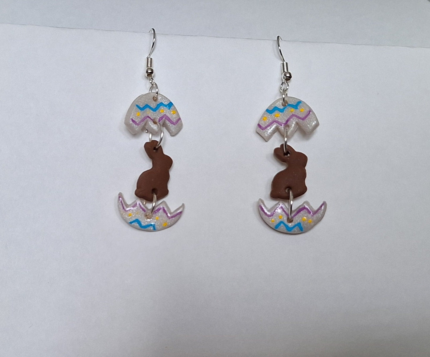Kawaii clay easter egg chocolate bunny earrings / polymer clay spring summer dangle earrings / clay easter earrings jewelry easter egg