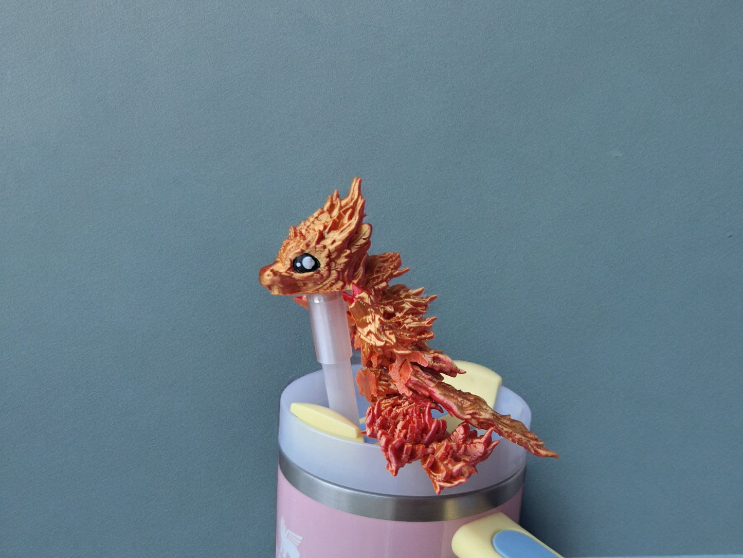 3D articulated phoenix dragon straw cap / 3d printed dragon animals / Phoenix bird dragon tadling straw topper cover Fidget figurines