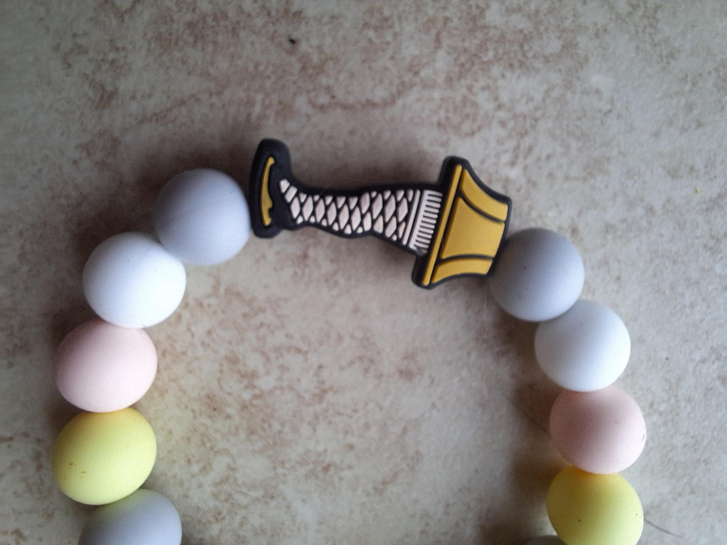Silicone beaded wristlet keychain christmas beaded wristlet tree keychain / yellow leg lamp bag accessory key chain gift