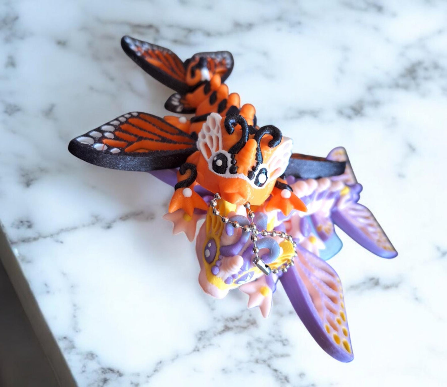 3D articulated butterfly wyvern dragon keychain / 3d printed dragon animals / wyvern dragon knick knack Fidget figurines key chain