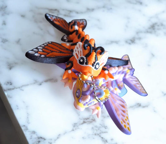 3D articulated butterfly wyvern dragon keychain / 3d printed dragon animals / wyvern dragon knick knack Fidget figurines key chain