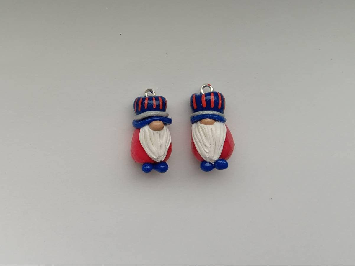 Kawaii 4th of july gnome charms / polymer clay gnome charms / kawaii independence holiday charms / red white blue USA gnome charms