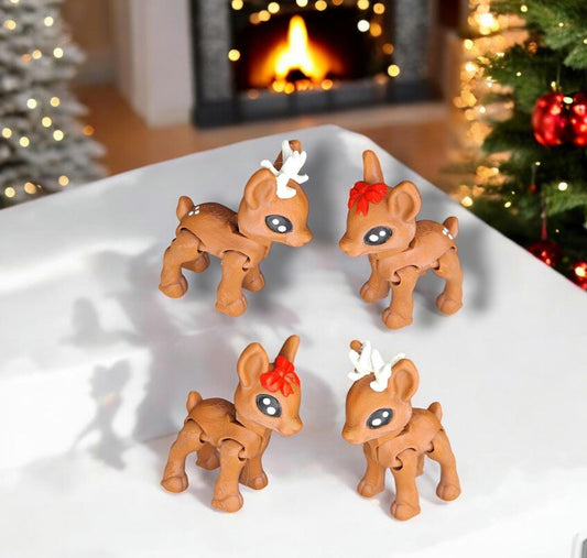3d printed flexi holiday reindeer animal / 3d printed christmas animals / deer knick knack Fidget figurines