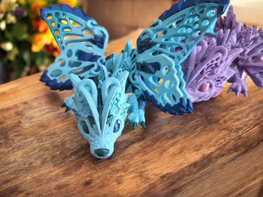 3D articulated baby fae wolf dragon / 3d printed dragon animals / baby faerie dragon knick knack Fidget figurines butterfly