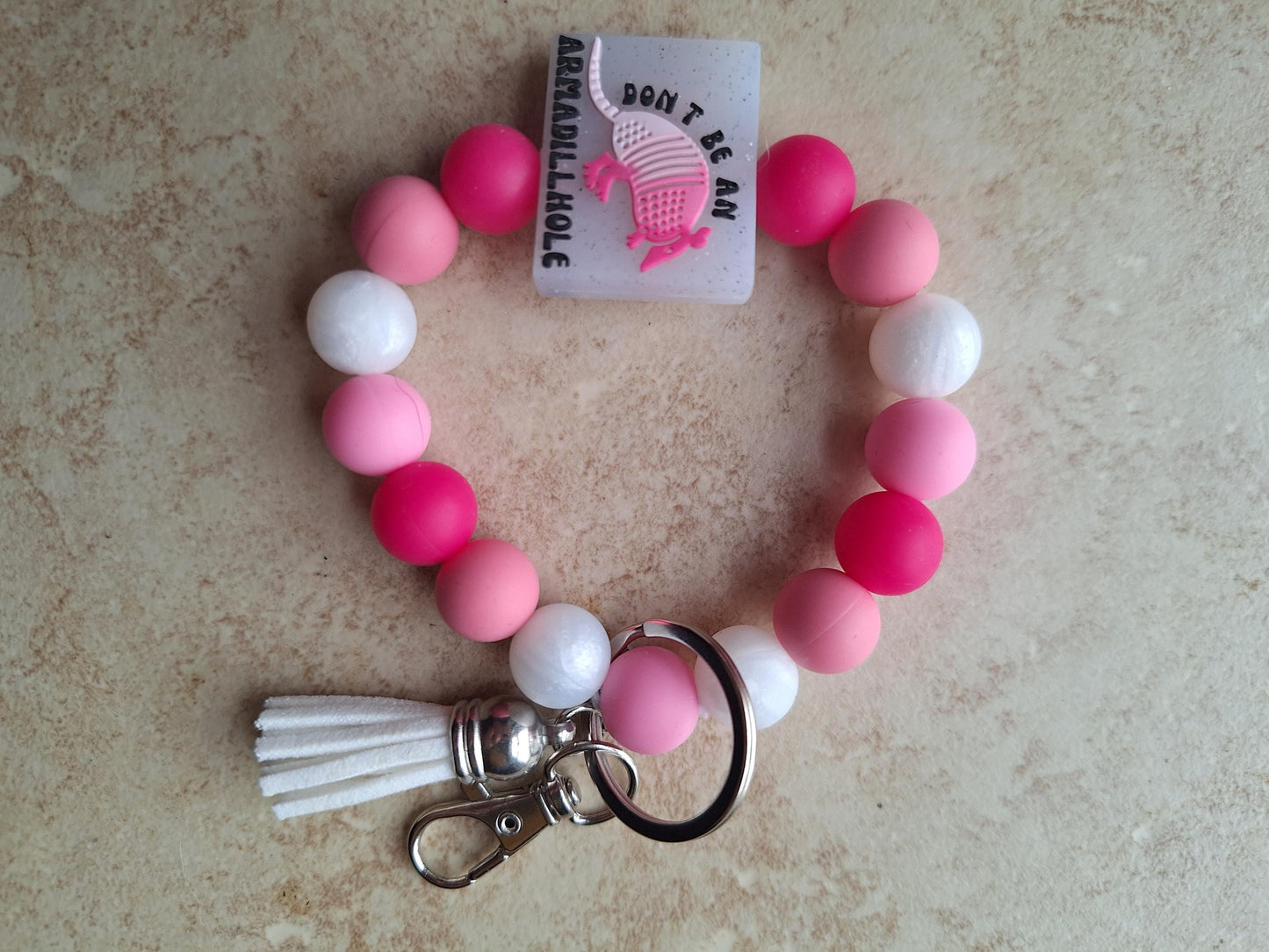 Silicone beaded wristlet don't be an armadillhole attitude silicone beaded wristlet keychain / armadillo bag accessories key chain gift
