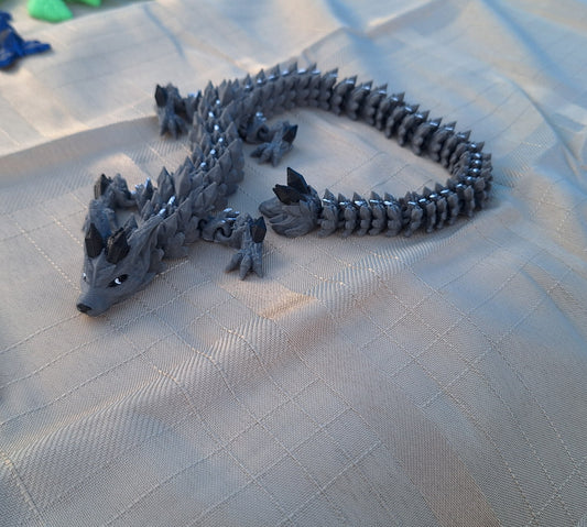 3D articulated white gray wolf dragon / 3d printed dragon animals / Grey wolf dragon knick knack Fidget figurines