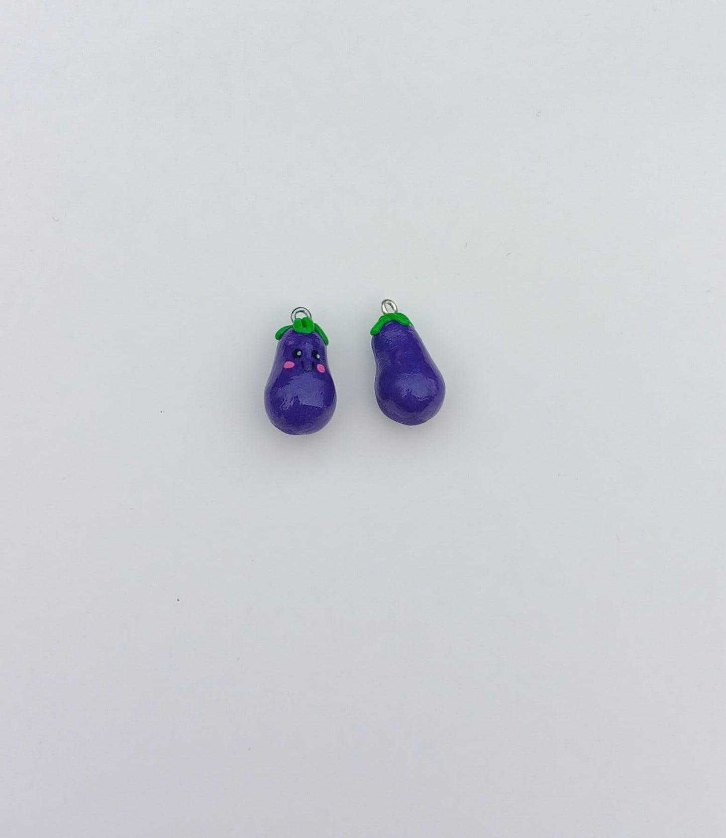 Kawaii eggplant charms / polymer clay egg plant charms / kawaii food charms / kawaii food jewelry stitch marker / clay veggie charms