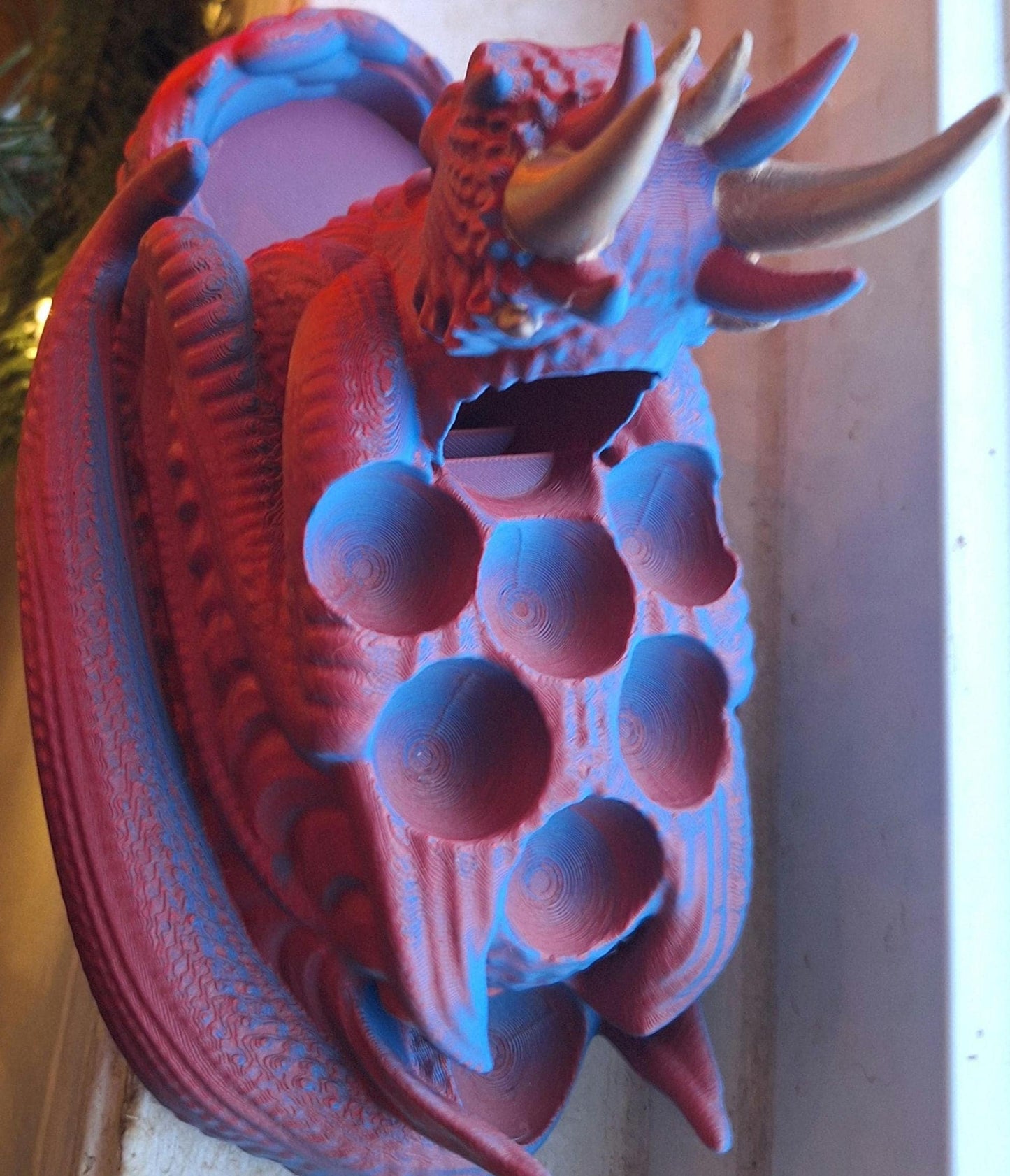 3D printed blue red Two tone dragon dice tower holder / 3d blue red dragon dice tower / 3d printed d20 dice tower roller