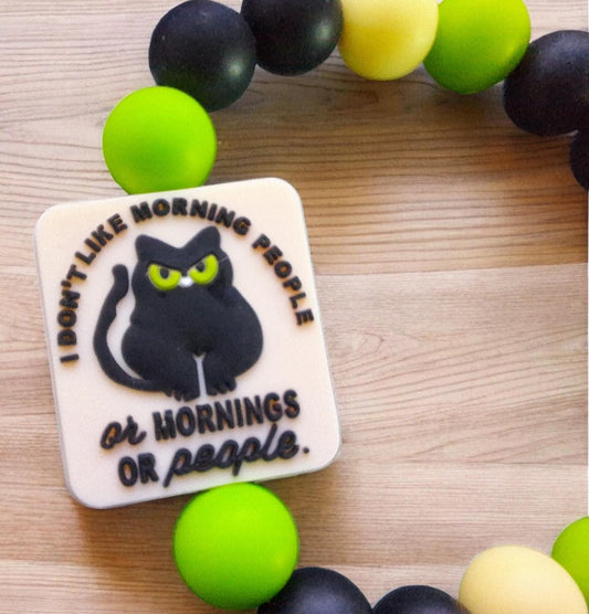 Silicone beaded wristlet keychain don't do mornings  / cat mom silicone beaded wristlet keychain / bag accessories key chain gift