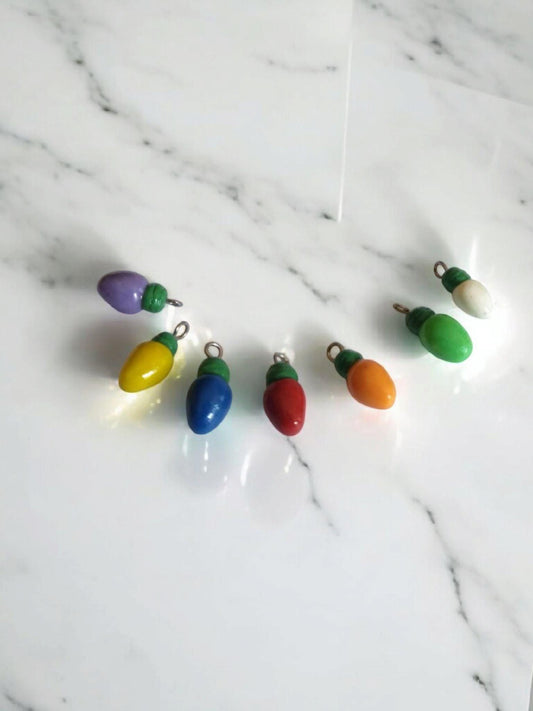 Polymer clay Christmas lights charm set / polymer clay Christmas holiday charms jewelry stitch marker progress keeper notions