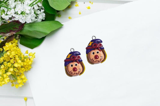 Kawaii fall scarecrow charms / polymer clay scare crow charms / clay holiday charms / clay thanksgiving scarecrow jewelry stitch marker