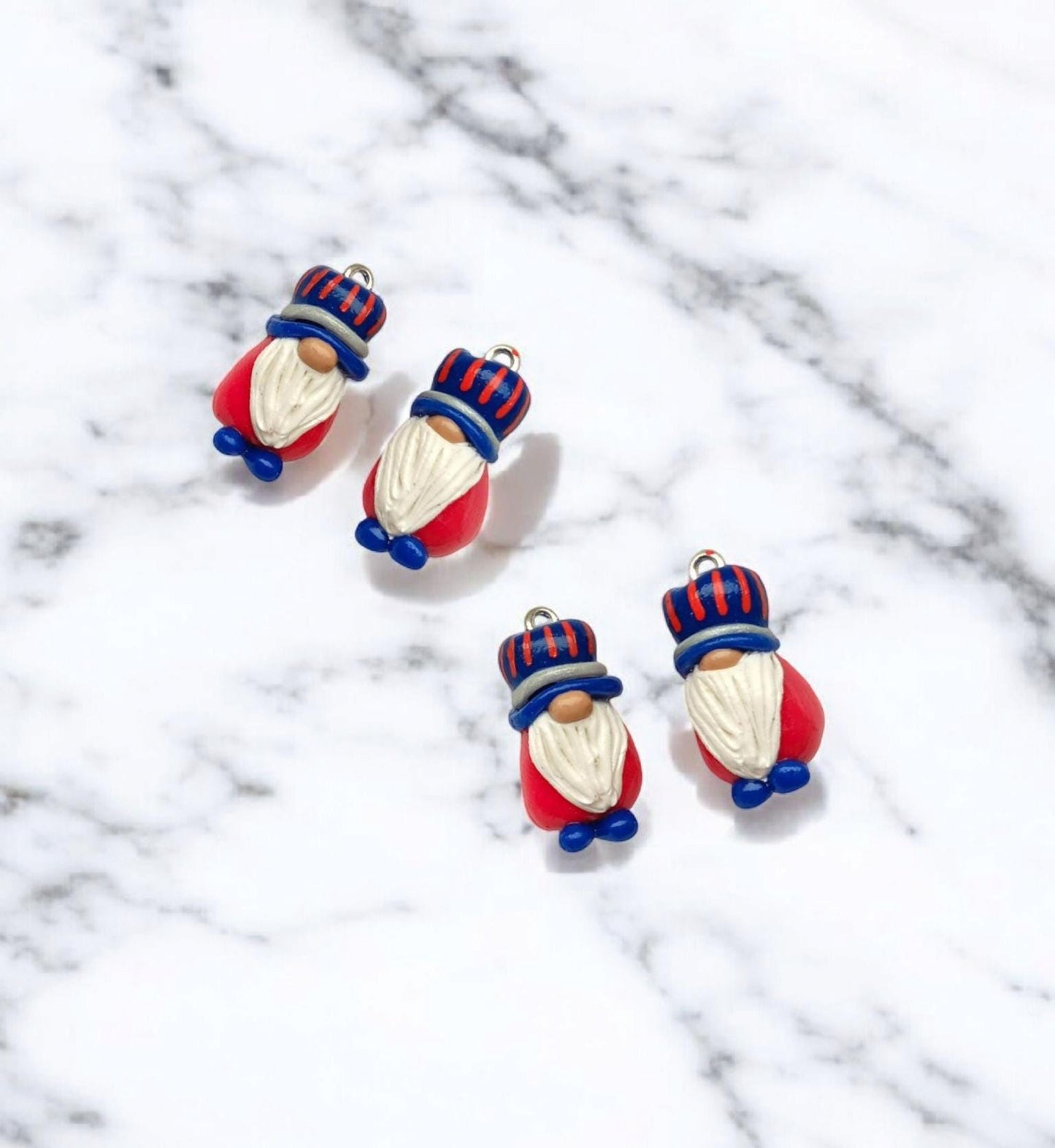 Kawaii 4th of july gnome charms / polymer clay gnome charms / kawaii independence holiday charms / red white blue USA gnome charms