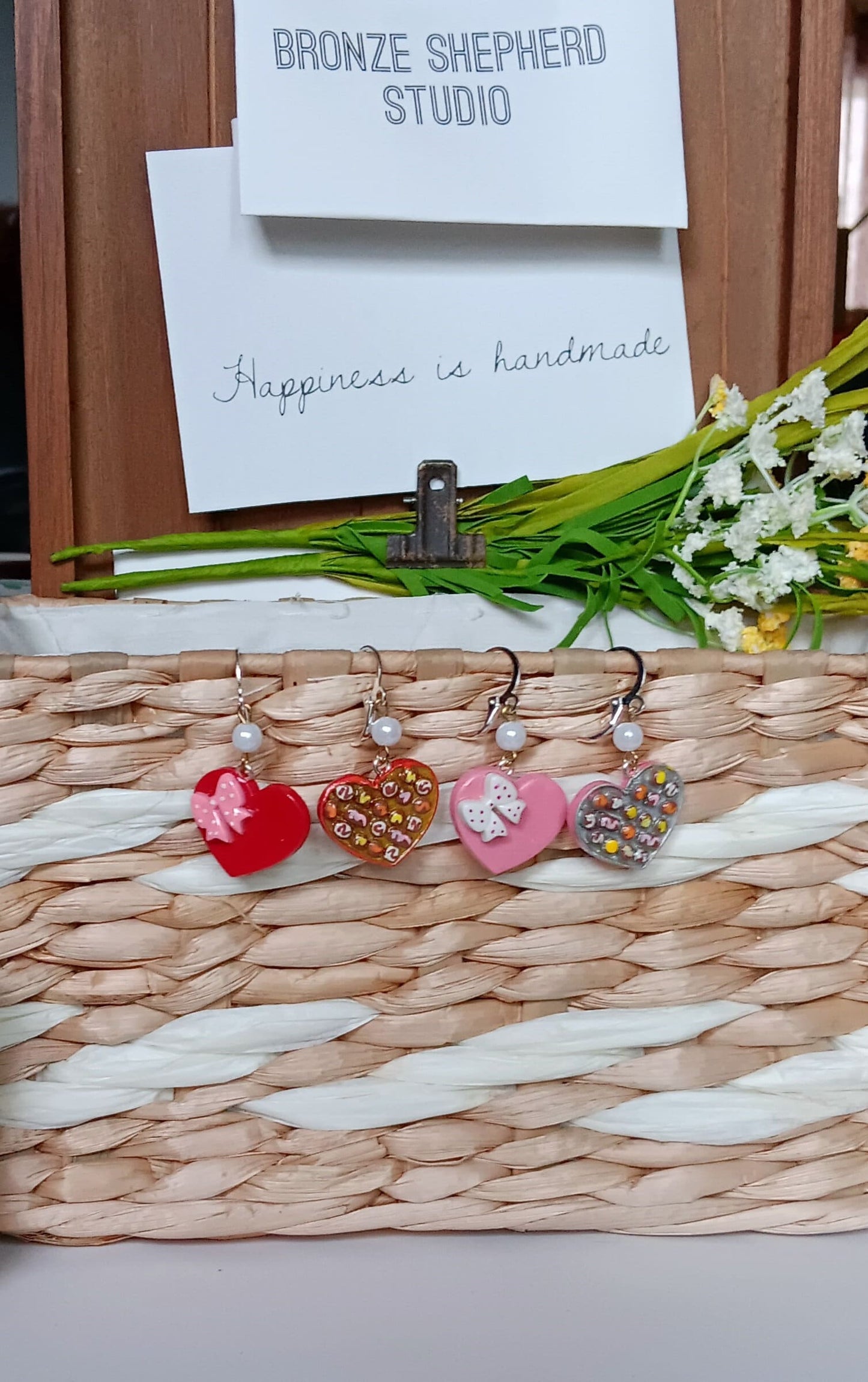 Kawaii valentine earrings / polymer clay valentine chocolate heart earrings / kawaii heart jewelry / valentine chocolate box
