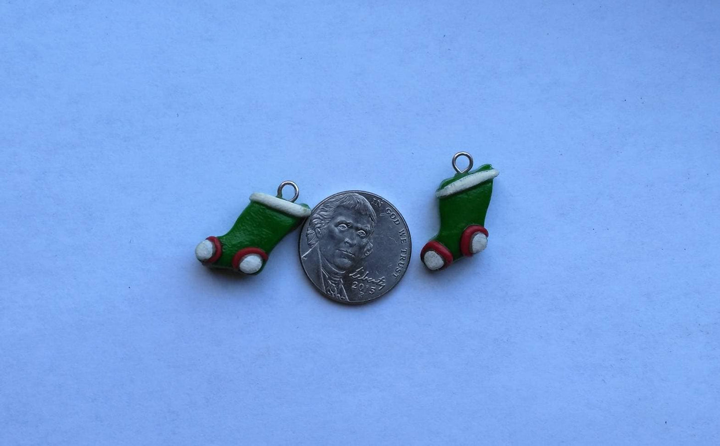 Kawaii Christmas stocking charms / polymer clay stocking charms / kawaii  holiday jewelry / kawaii holiday charms